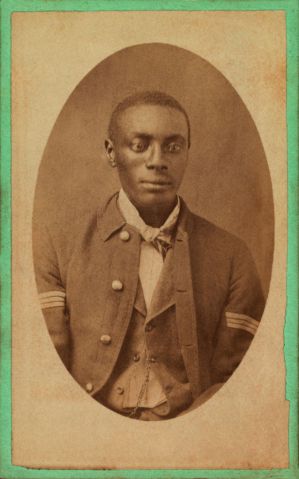 African-American Man, Possibly a Buffalo Soldier, Half-Length Portrait, Cantonment, Indian Territory, Mosser & Snell, 1860s