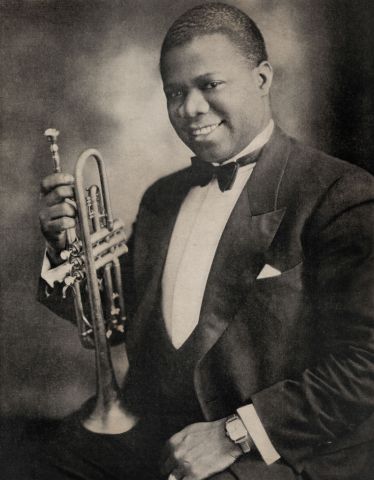 Louis Armstrong 1901-1971), American Jazz Performer, half-length Portrait with Trumpet, Woodward's Studio, 1928