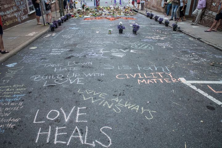 Memorial for Heather Heyer who was killed.