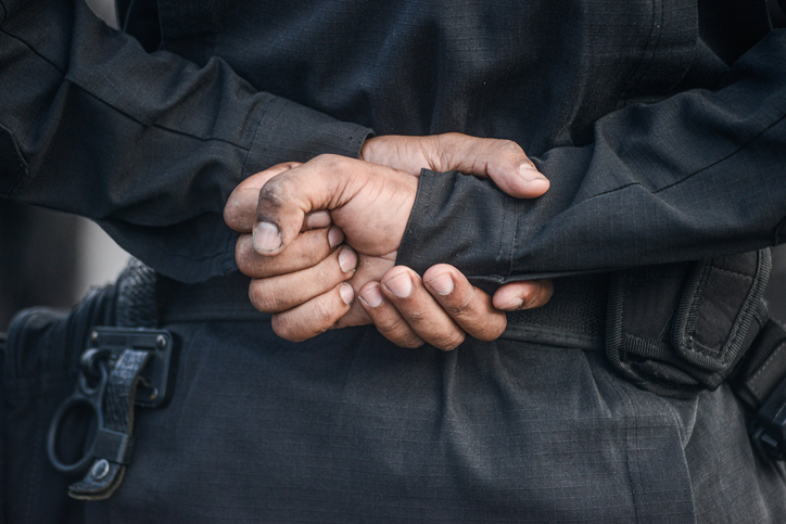 Special Operations Policeman hands