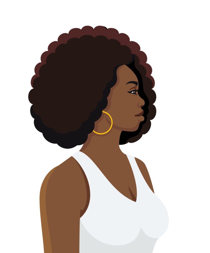 Young black woman with afro hairstyle.