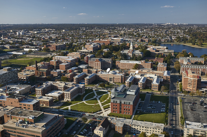 USA, Washington, D.C., Aerial photograph of Howard University campus