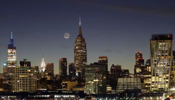 Moonrise Behind the Empire State Building in New York City
