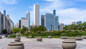 Grant Park and Sunny Chicago Skyline