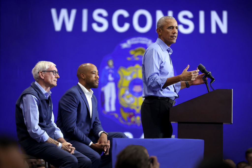 Former President Obama Campaigns With Mandela Barnes In Milwaukee