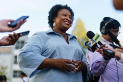 Democratic Candidate For Governor Of Georgia Stacey Abrams Campaigns Day Ahead Of Election Day