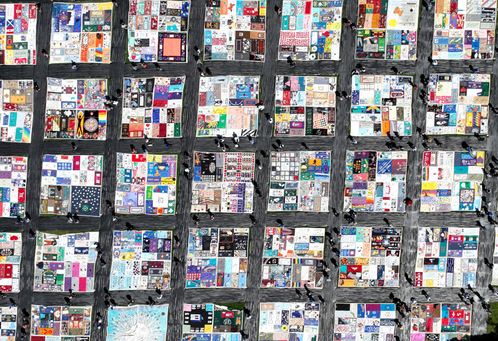 3000 Panels Of The AIDS Memorial Quilt Displayed In Golden Gate Park