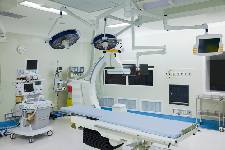 An operating room equipped with surgical equipment