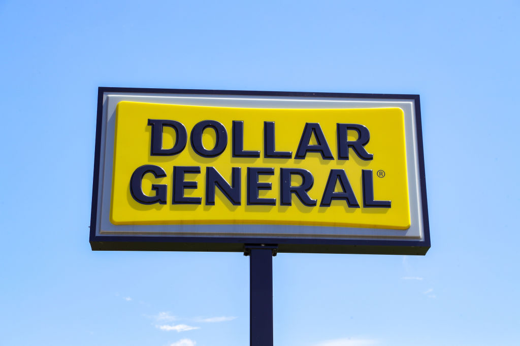 The Dollar General logo is seen at the store near Bloomsburg...