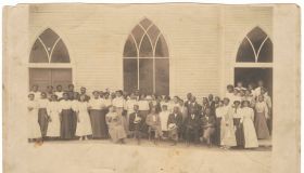 Photographic Print Of Men And Women In Front Of Vernon Ame Church