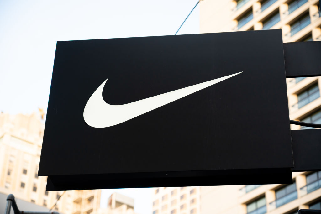 American multinational sportswear manufacturer Nike logo...