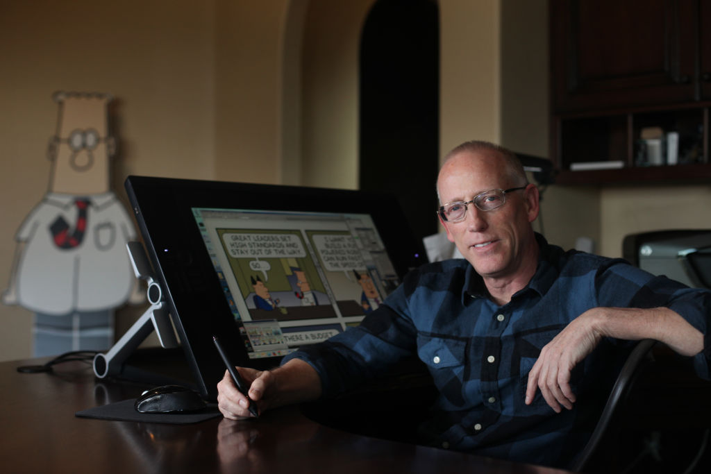 Scott Adams, cartoonist and author and creator of "Dilbert", poses for a portrait in his home office on Monday, January 6, 2014 in Pleasanton, Calif. Adams has published a new memoir "How to Fail at Almost Everything and Still Win Big: Kind of the Story