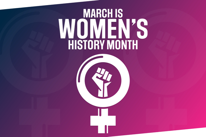 March is Womenâs History Month. Vector illustration. Holiday poster.