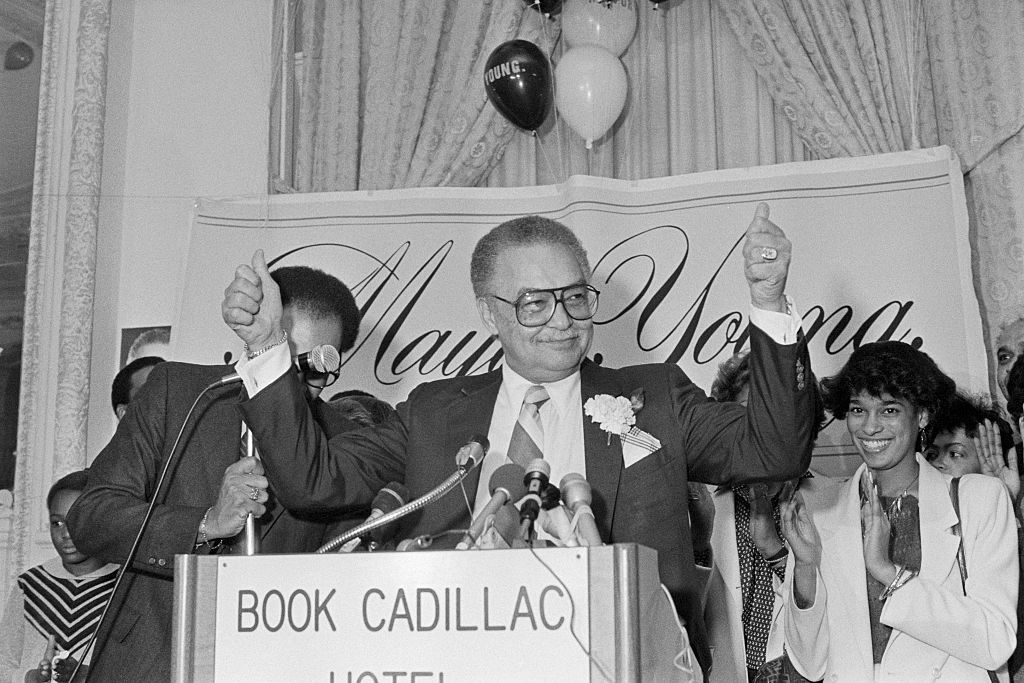 Coleman A. Young Speaking at Podium
