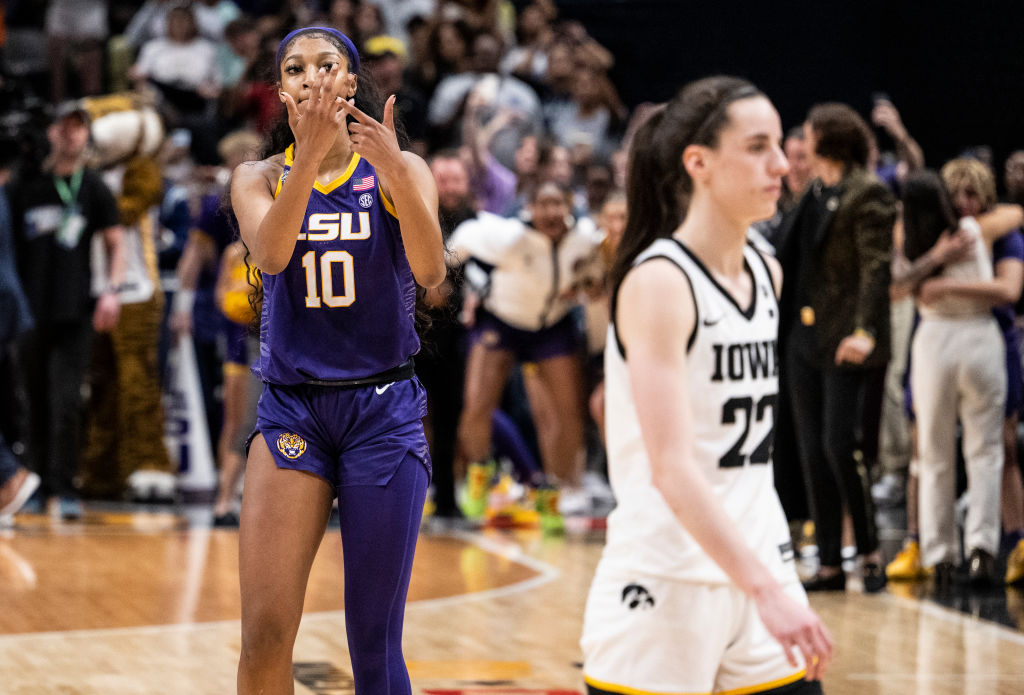 NCAA Women's Basketball Tournament - National Championship Angel Reese and Caitlin Clark