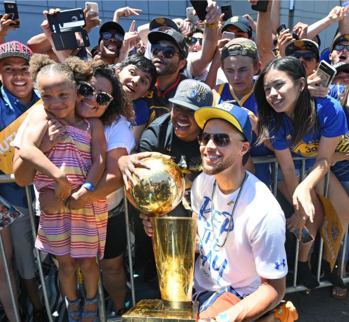 Riley shines at the Golden State Warriors championship parade in 2018