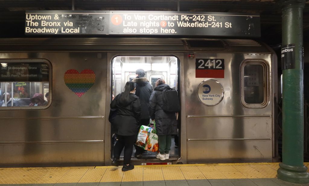 subway train at the Columbus Circle