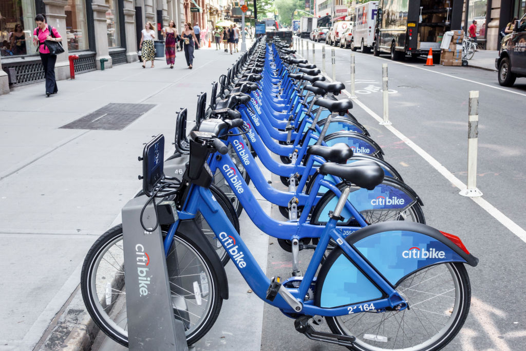 Citi bikes in Greenwich Village.