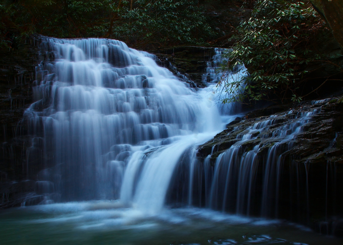 Melton Creek Falls Obed national scenic river in Eastern Tennessee during peak falls colors