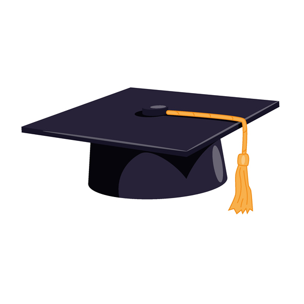 College cap, graduation cap, mortar board. Education, degree ceremony concept. Modern vector icon. Cartoon minimal style