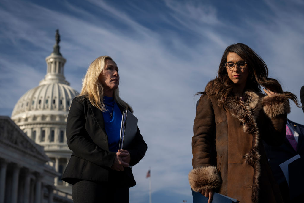 Marjorie Taylor Greene got into a heated exchange with Lauren Boebert on the House floor over resolutions to impeach Joe Biden.