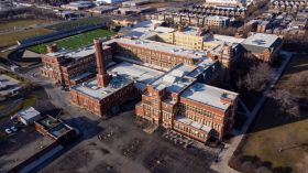 Aerial view of Lane Tech College campus. Chicago, Illinois, United States.