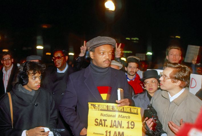 Reverend Jesse Jackson marches in anti-war