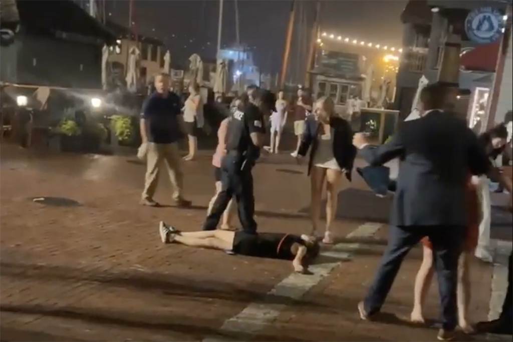 Newport, Rhode Island fight viral video white people fighting police wedding
