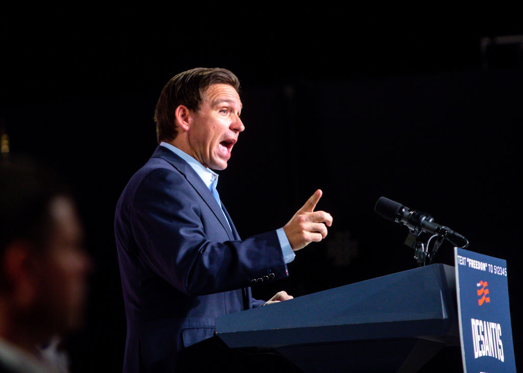 CLIVE, IOWA - MAY 30: Florida governor Ron DeSantis speaks on t