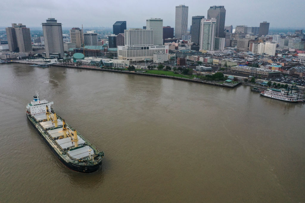 NEW ORLEANS, LA - APRIL 1: An aerial view of New Orleans can be