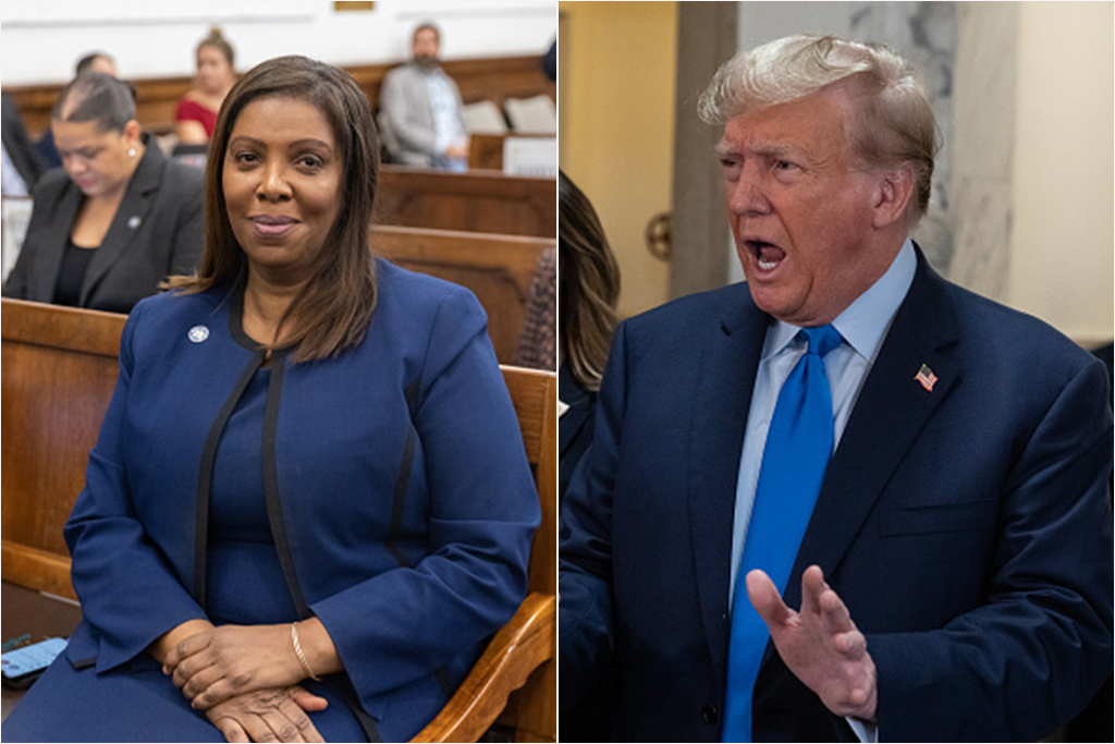 Letitia James and Donald Trump