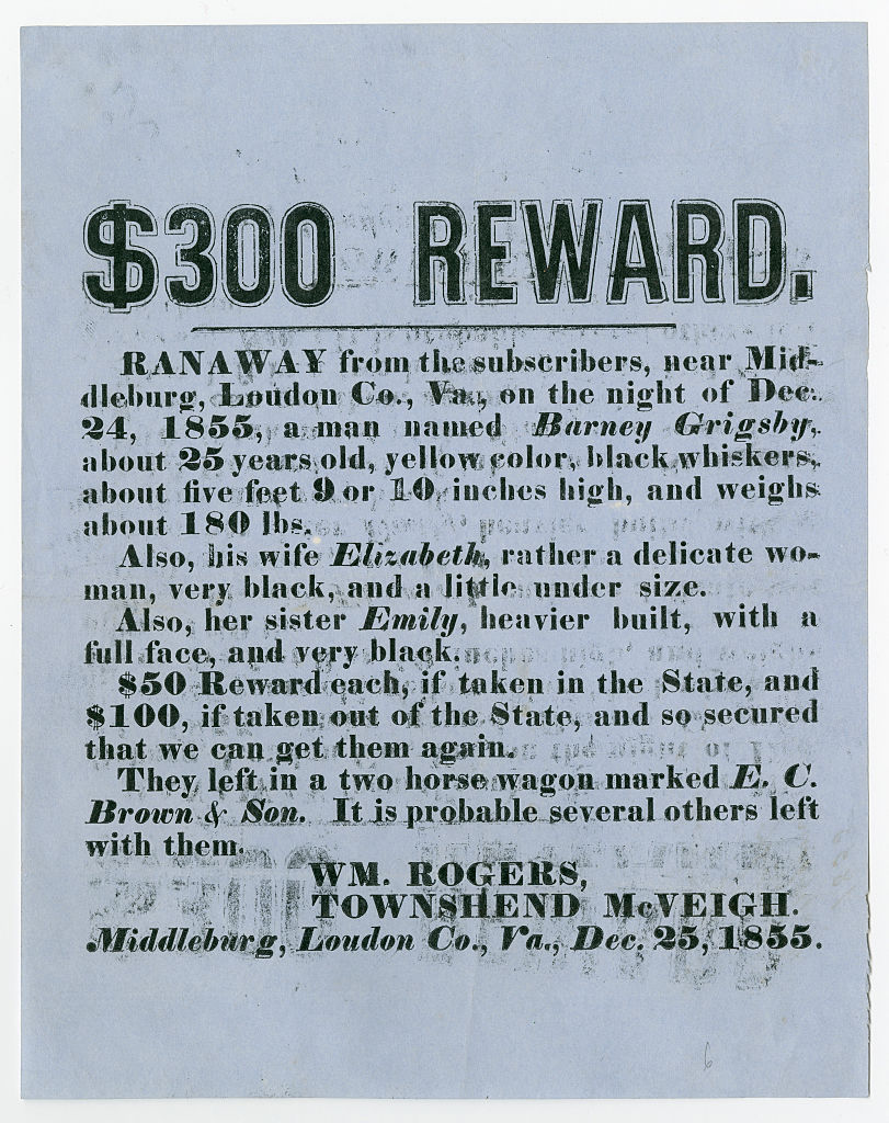 Reward For 'Runaway' Slaves