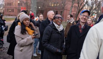 Harvard President Claudine Gay attends Hanukkah lighting in Harvard Yard
