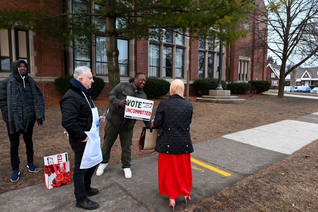 Voters Go To The Polling Station During The Michigan Primary In Dearborn Michigan