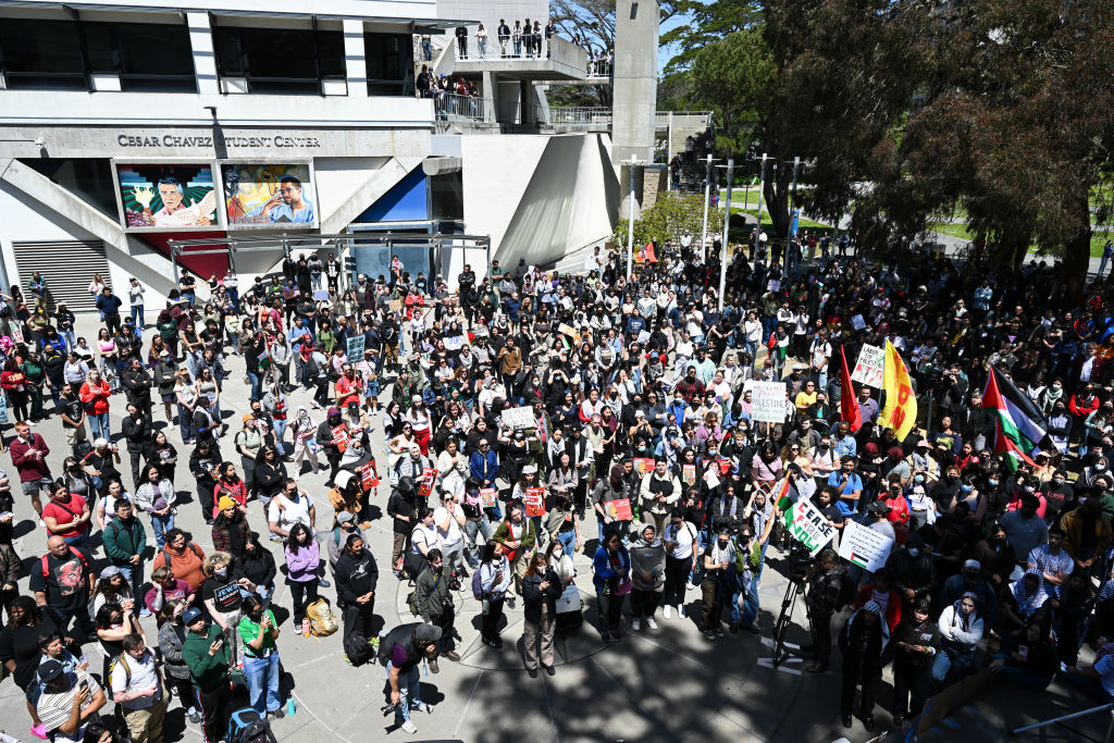 Students at San Francisco State University (SFSU) set up Gaza solidarity encampment in California