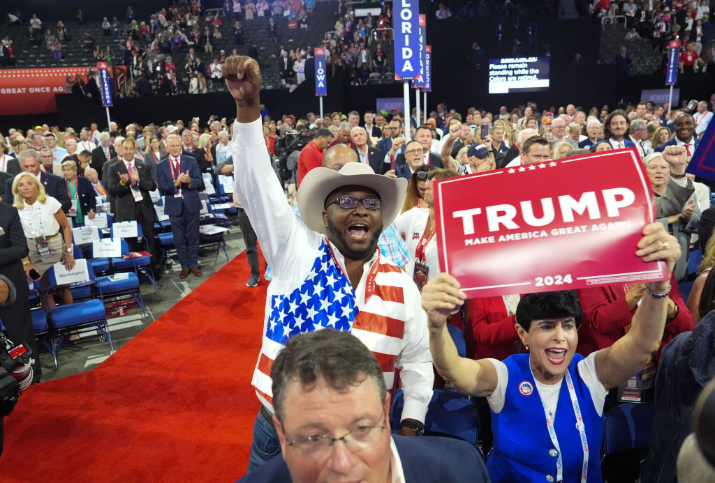 Milwaukee , Wisconsin - July 15: Delegates cheer at Fiserv Foru