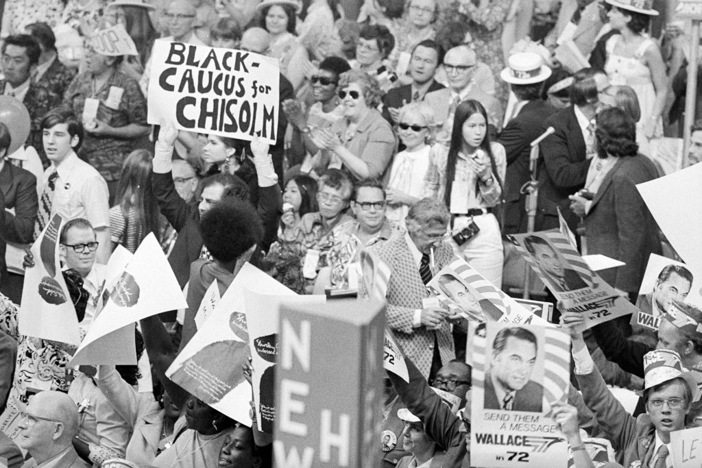 Chisoholm And Wallace Supporters At The 1972 Democratic National Convention
