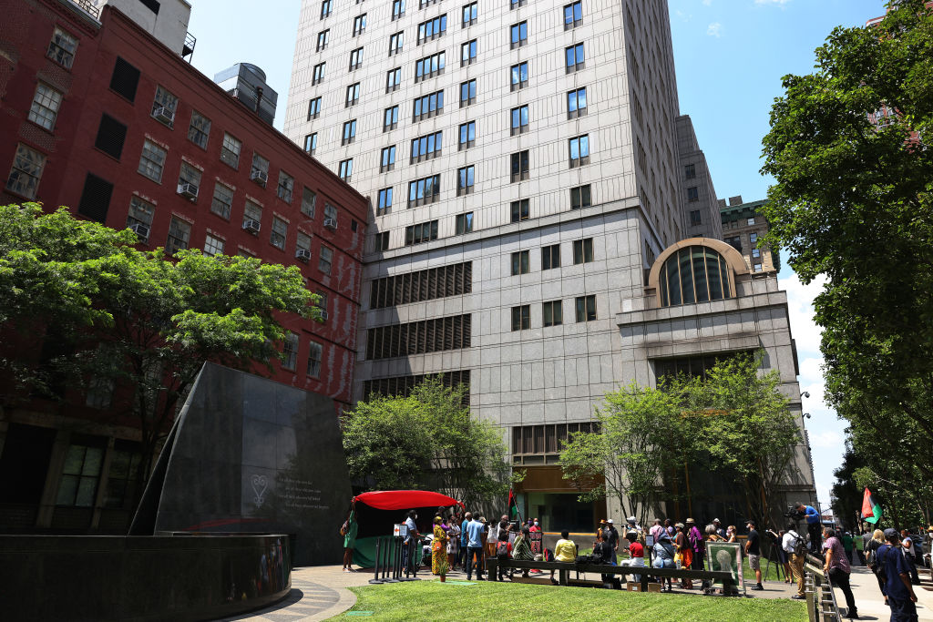 Rally For Reparations Held At African Burial Ground In Manhattan