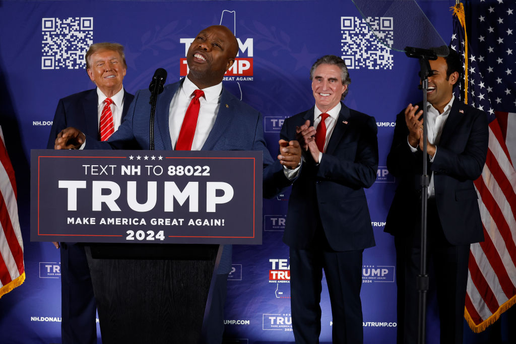 Former President Trump Holds Campaign Rally Day Before New Hampshire Primary In Laconia, New Hampshire