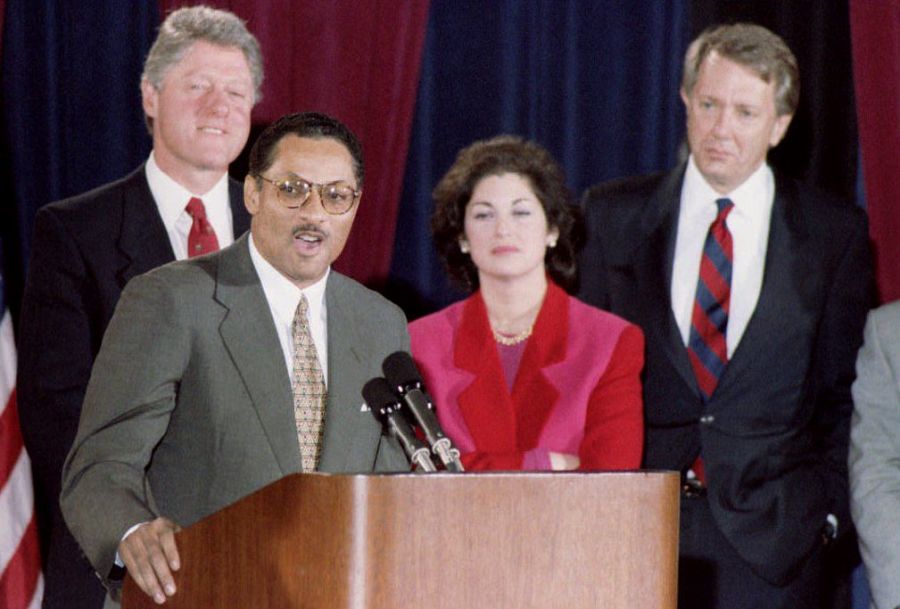 Congressman Mike Espy (2nd-L) accepts his nominati