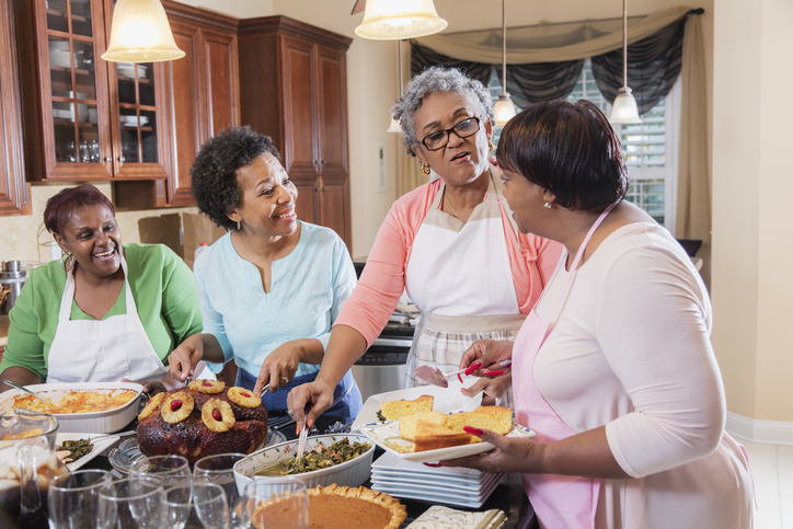 African-American women serving home cooked meal