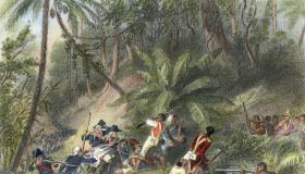 Hand-Colored Engraving of Francois Dominique Toussaint L'Ouverture Revolting Against the French in St. Dominique