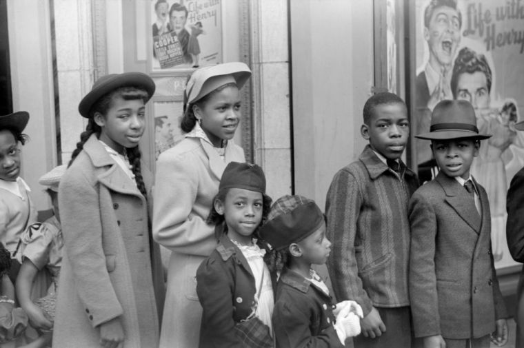 Children in Front of Moving Picture Theater, Easter Sunday Matinee, "Black Belt", Chicago, Illinois
