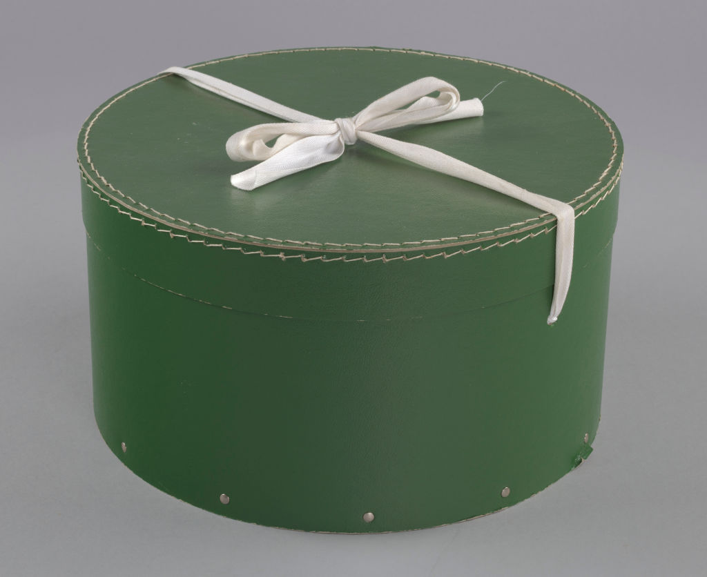 Green Circular Hatbox With Lid From Maes Millinery Shop,