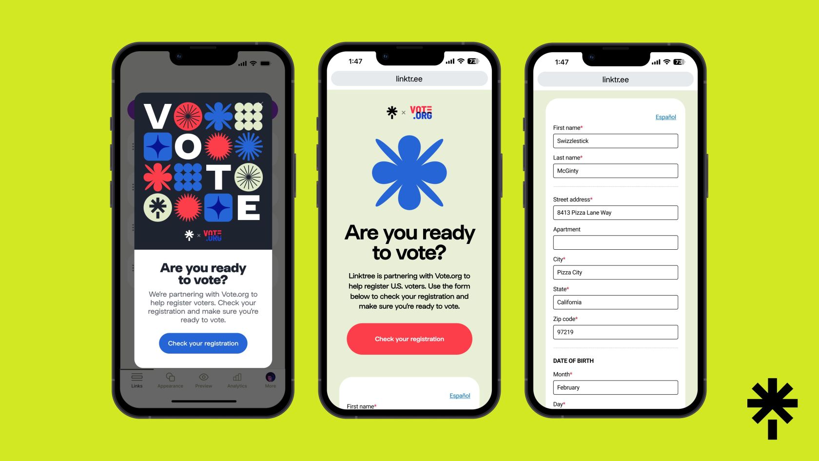 Linktree X Vote.Org National Voter Registration Day