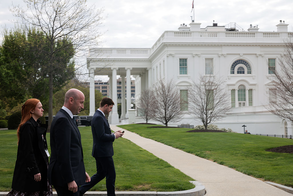 White House Homeland Security Advisor And Deputy Chief Of Staff Stephen Miller Speaks To The Media At The White House