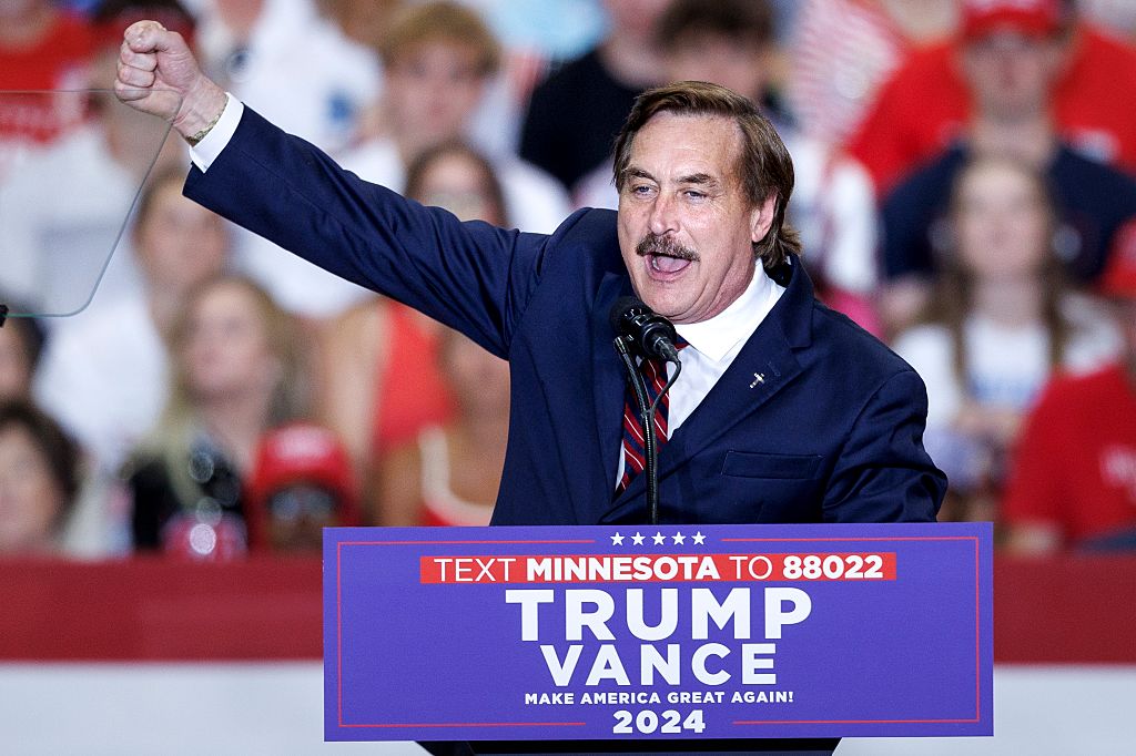 ST. CLOUD, MN, JULY 27: Mike Lindell, CEO of My Pillow, speak