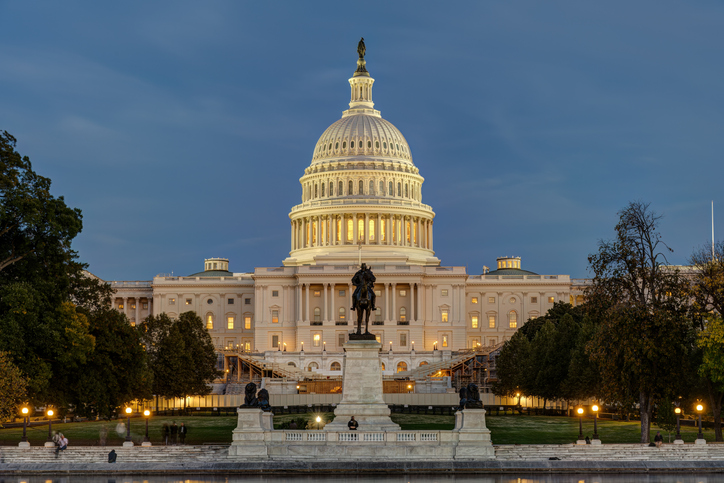 The illuminated United States Capitol