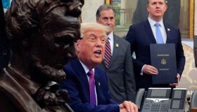 President Trump Signs Executive Orders In The Oval Office
