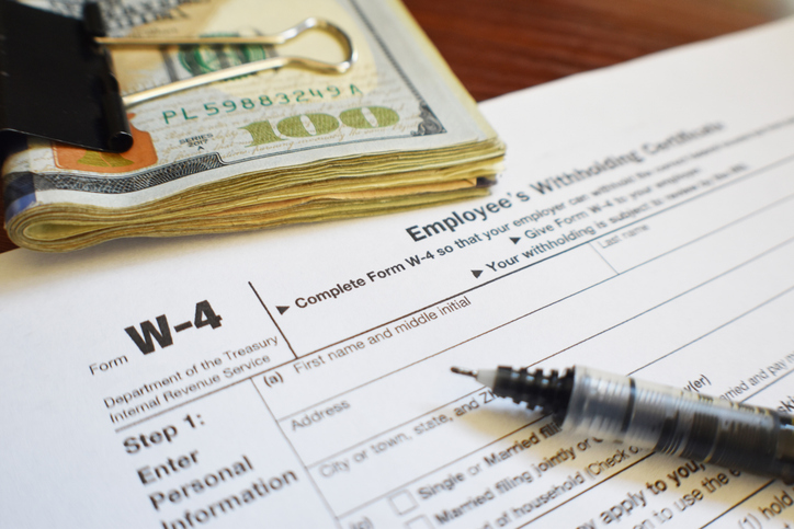 Tax Form W-4 For Employee Withholding Close Up High Quality